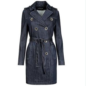 Luisa Cerano Denim Trench Coat Jacket